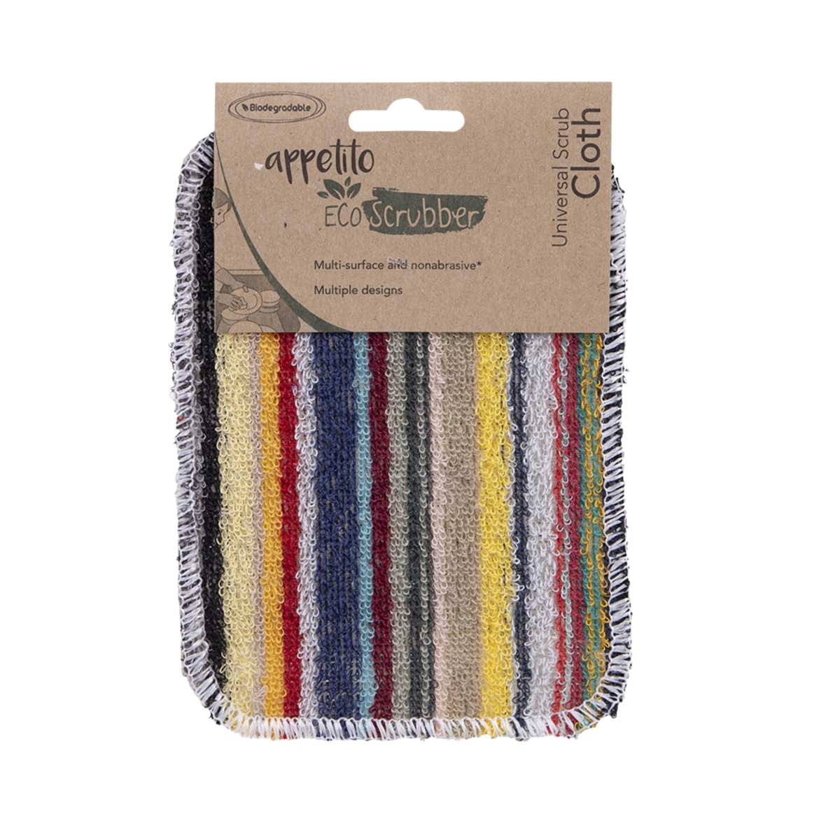 Appetito Eco Scrubber Universal Scrub Cloth 12 X 16.5cm - 4 Asst. Designs-1