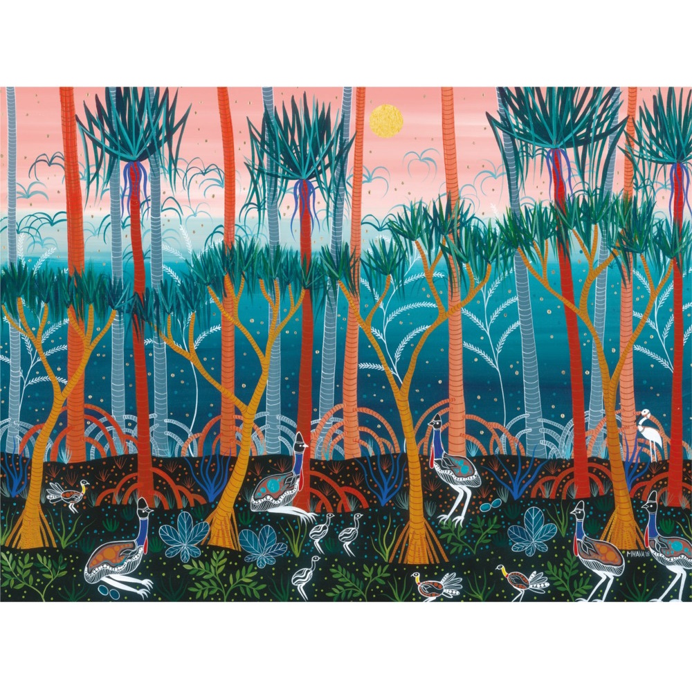 Maxwell & Williams Melanie Hava Jugaig-Bana-Wabu Tea Towel 50x70cm Cassowaries-4