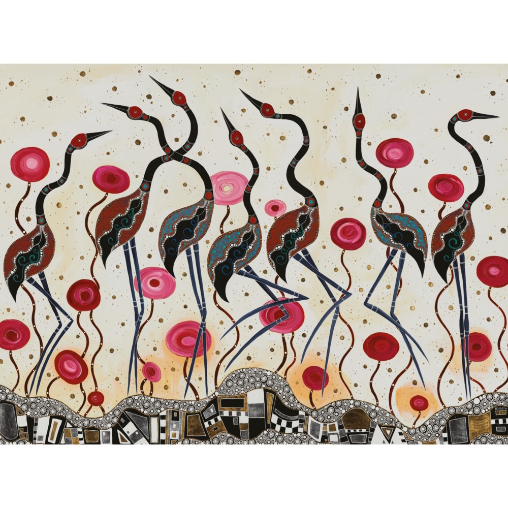 Maxwell & Williams Melanie Hava Jugaig-Bana-Wabu Tea Towel 50x70cm Brolgas-1