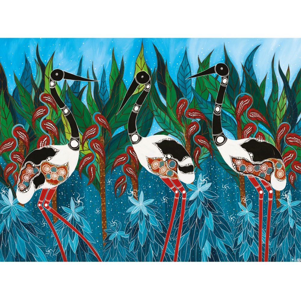 Maxwell & Williams Melanie Hava Jugaig-Bana-Wabu Tea Towel 50x70cm Jabirus Blue-2