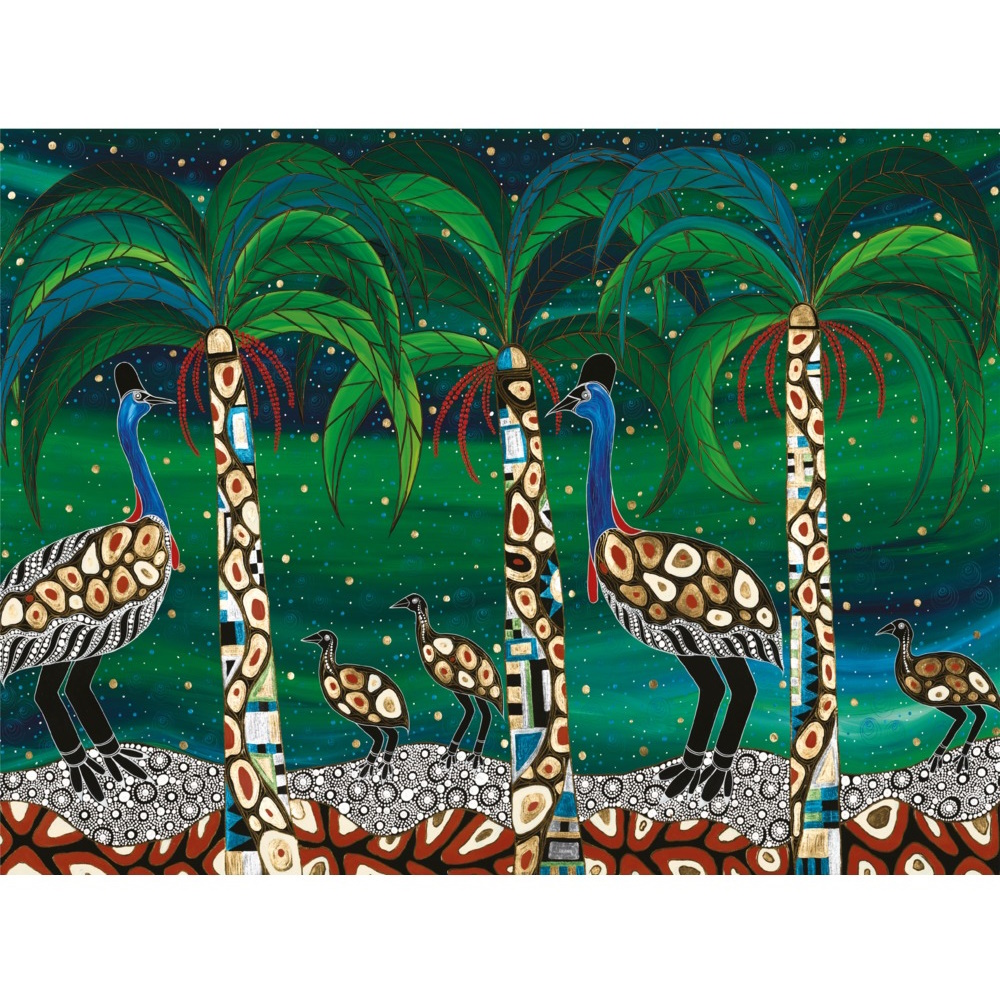 Maxwell & Williams Melanie Hava Jugaig-Bana-Wabu Tea Towel 50x70cm Cassowaries Home-1