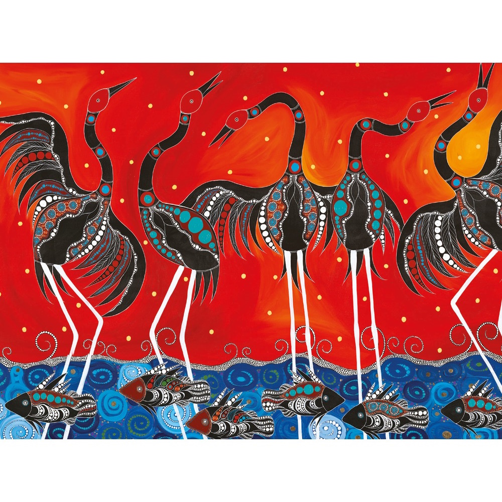 MW Melanie Hava Jugaig-Bana-Wabu Tea Towel 50x70cm Brolgas Symphony-4