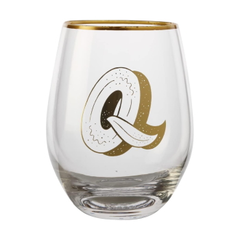 Maxwell & Williams The Letterettes Stemless Glass 500ML "Q" Gift Boxed
