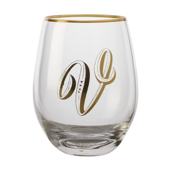 Maxwell & Williams The Letterettes Stemless Glass 500ML "V" Gift Boxed