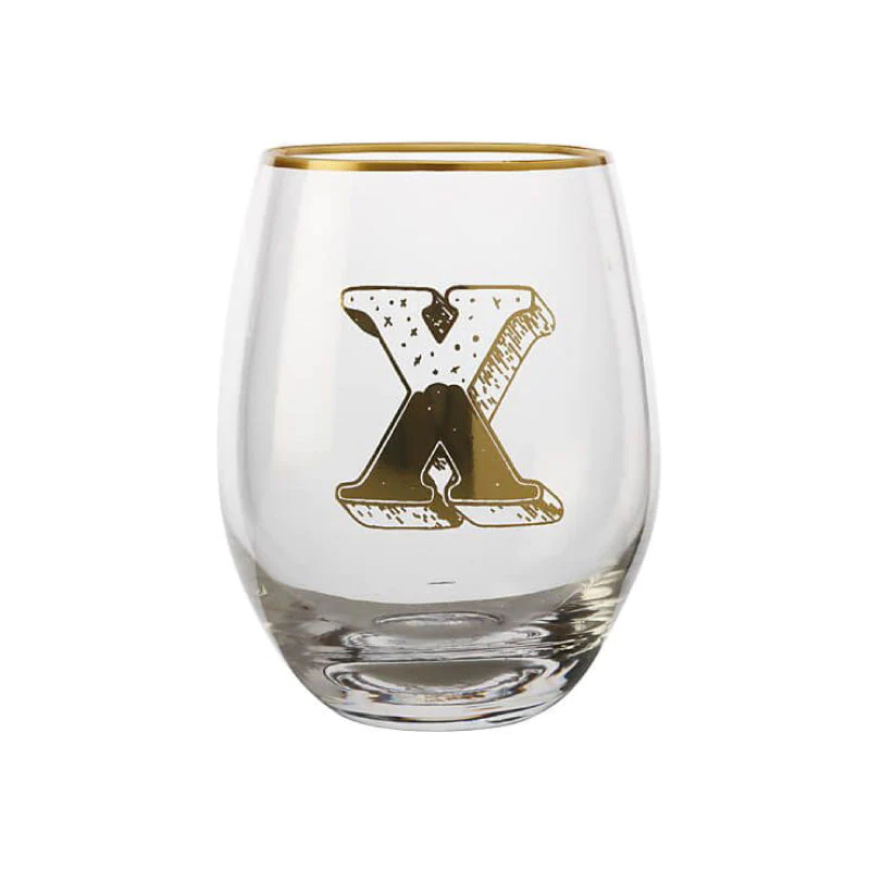 Maxwell & Williams The Letterettes Stemless Glass 500ML "X" Gift Boxed-3