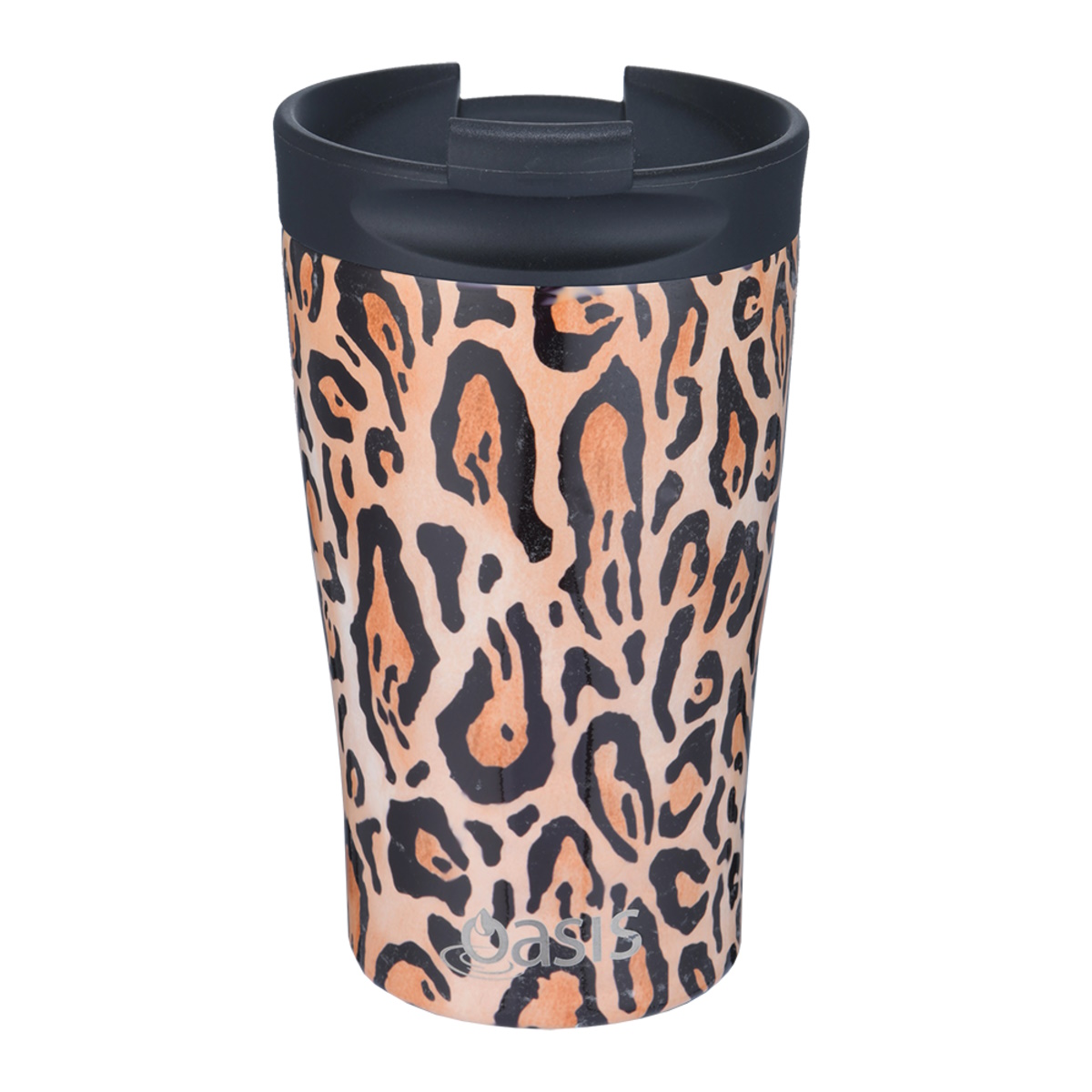 Oasis Stainless Steel Double Wall Insulated Travel Cup 350ml - Leopard Print-3