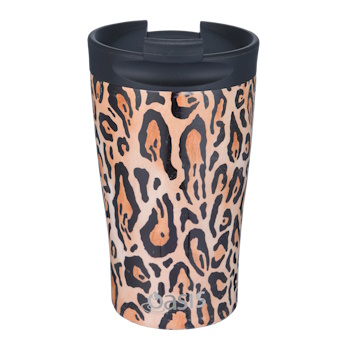 Oasis Stainless Steel Double Wall Insulated Travel Cup 350ml - Leopard Print