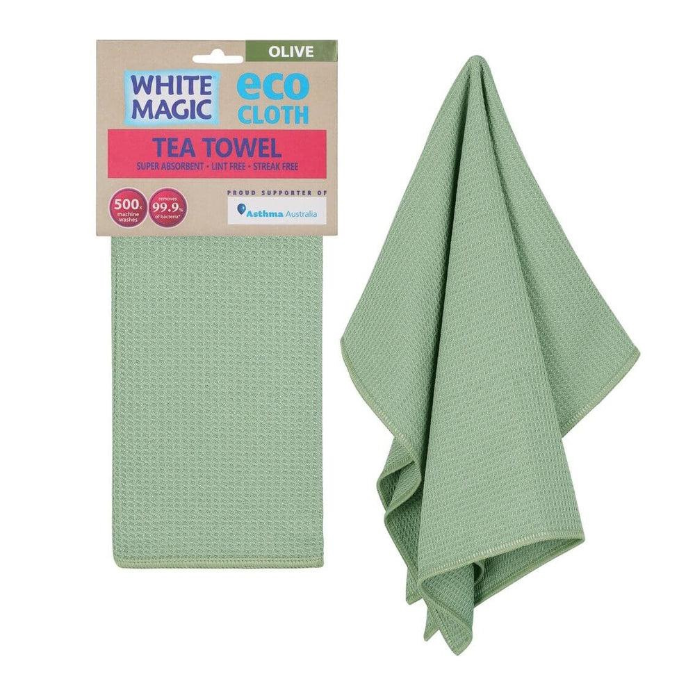 White Magic Tea Towel Single Olive