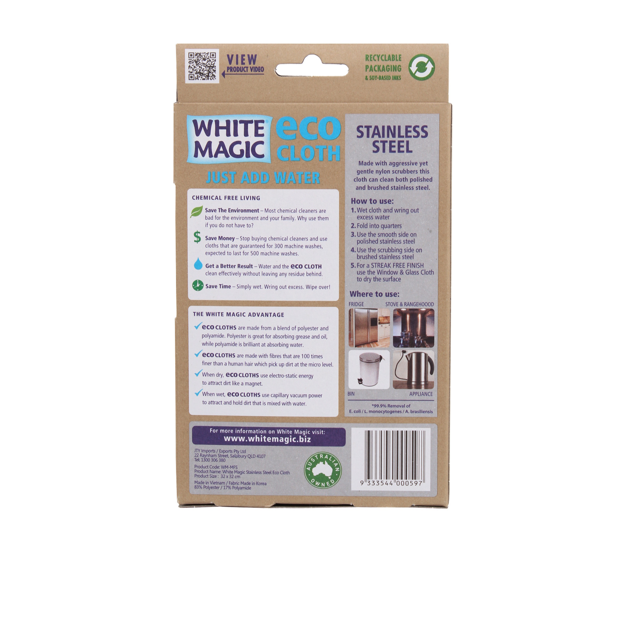 White Magic Microfibre Stainless Steel Eco Cloth-4