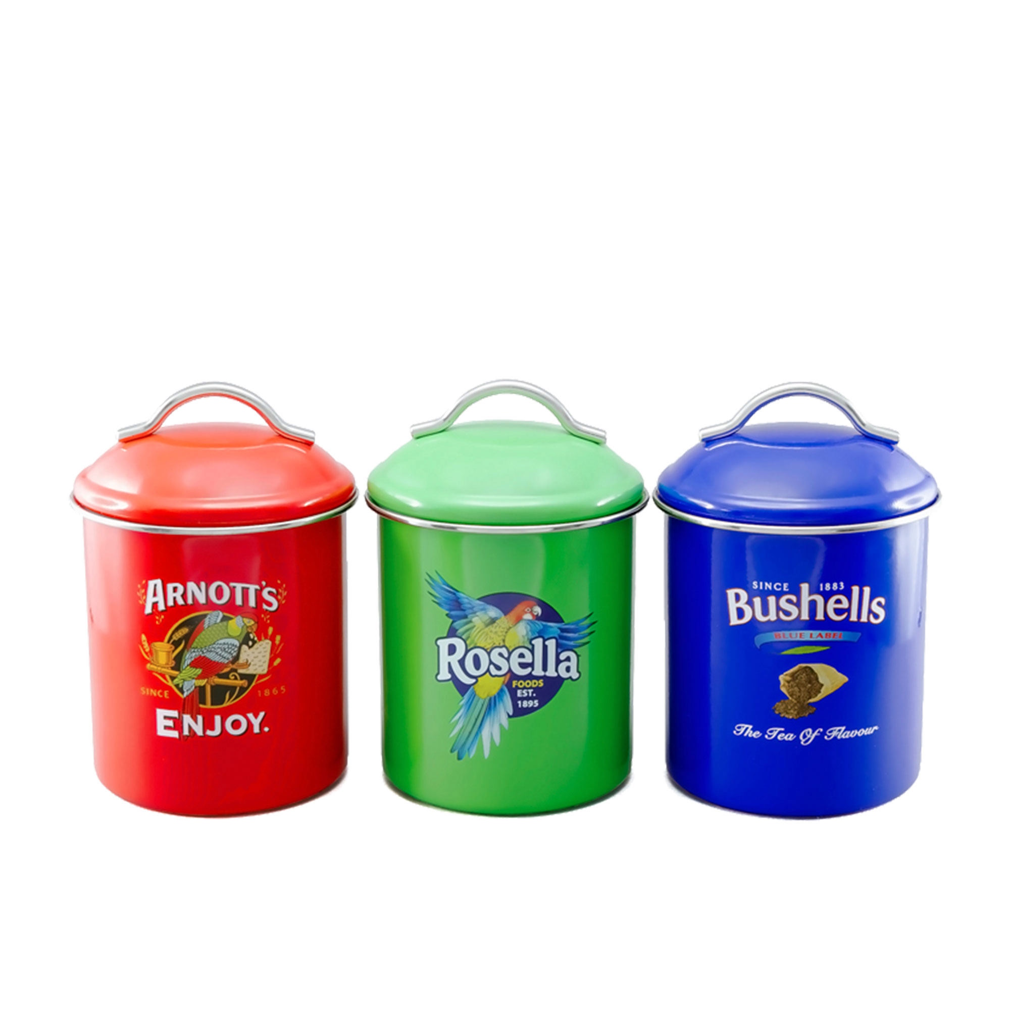 Rojo  Australian Heritage Icons Canister 550ml Set of 3 Arnotts, Bushells & Rosella