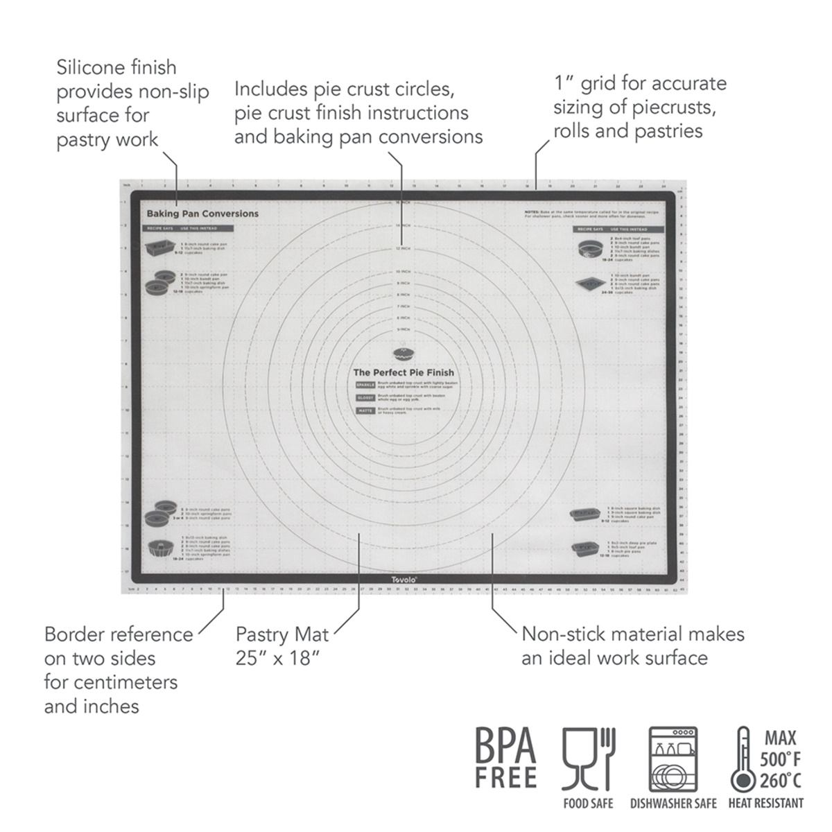 Tovolo Truebake Silicone Pastry Mat 63.5 X 45.5cm - Charcoal-4