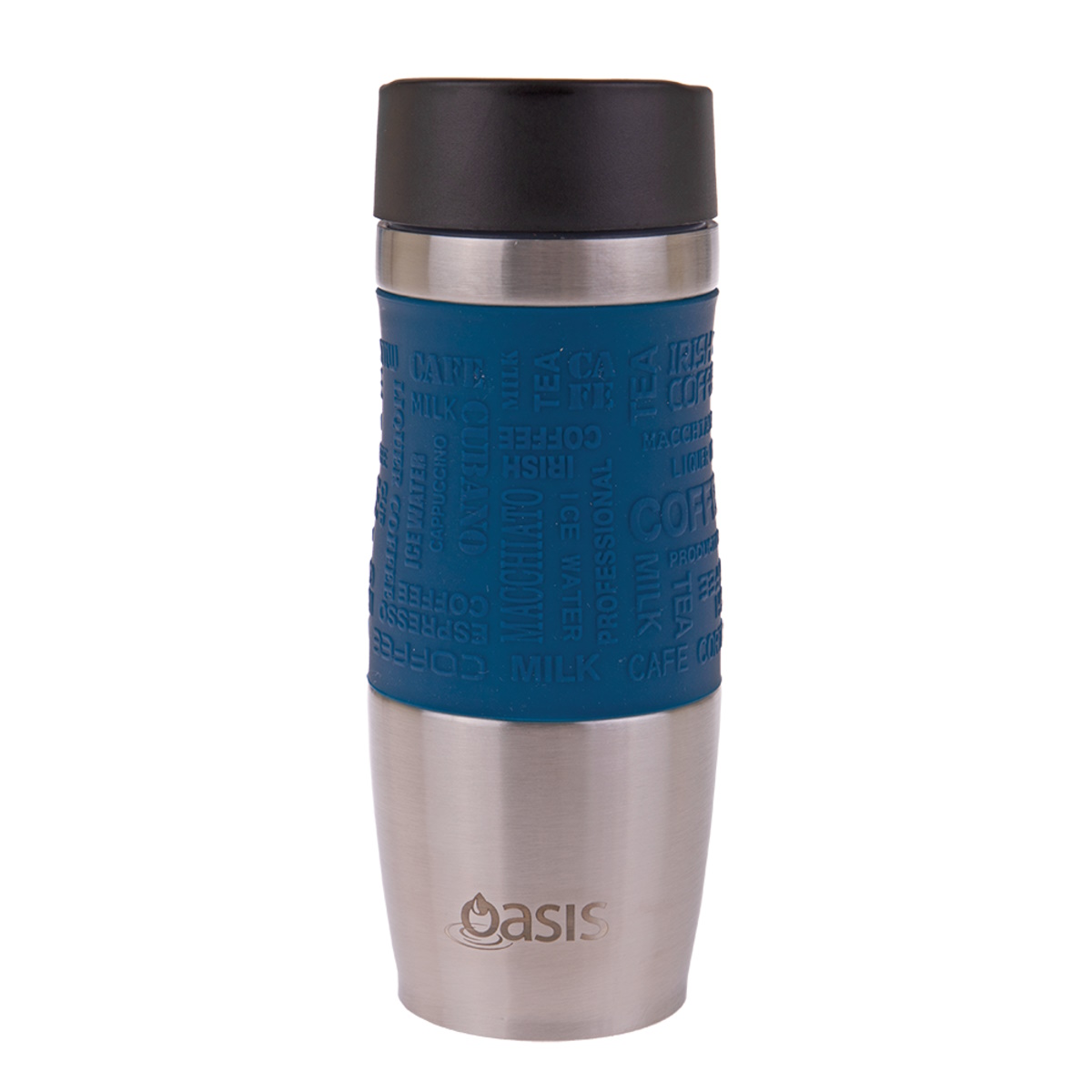 Oasis Café Stainless Steel Double Wall Insulated Travel Mug 380ml Navy
