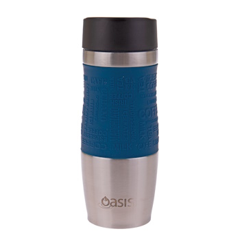 Oasis Café Stainless Steel Double Wall Insulated Travel Mug 380ml Navy