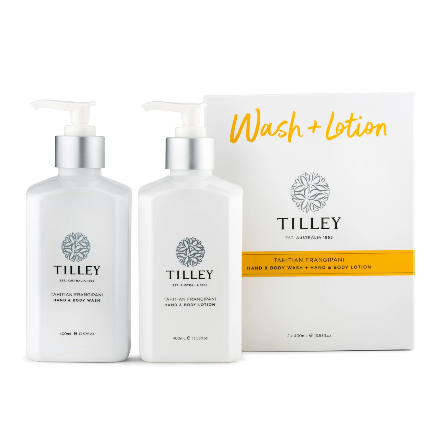 Tilley Tahitian Frangipani Body Wash & Lotion Twin Pack 2 X 400ml