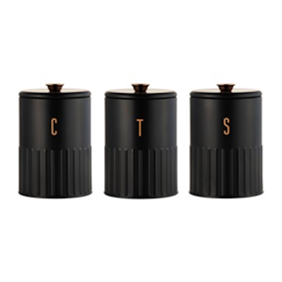 Maxwell & Williams Astor Canister Set of 3 Black Gift Boxed