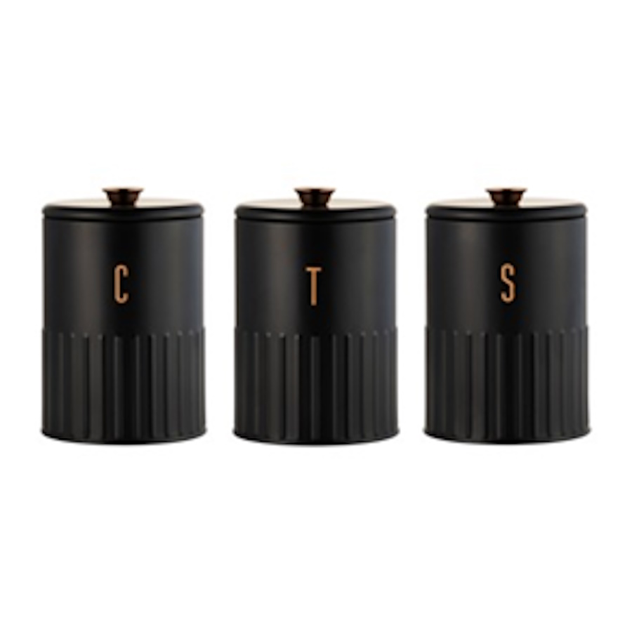 Maxwell & Williams Astor Canister Set of 3 Black Gift Boxed-3
