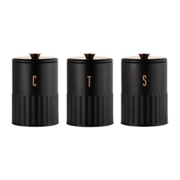Maxwell & Williams Astor Canister Set of 3 Black Gift Boxed