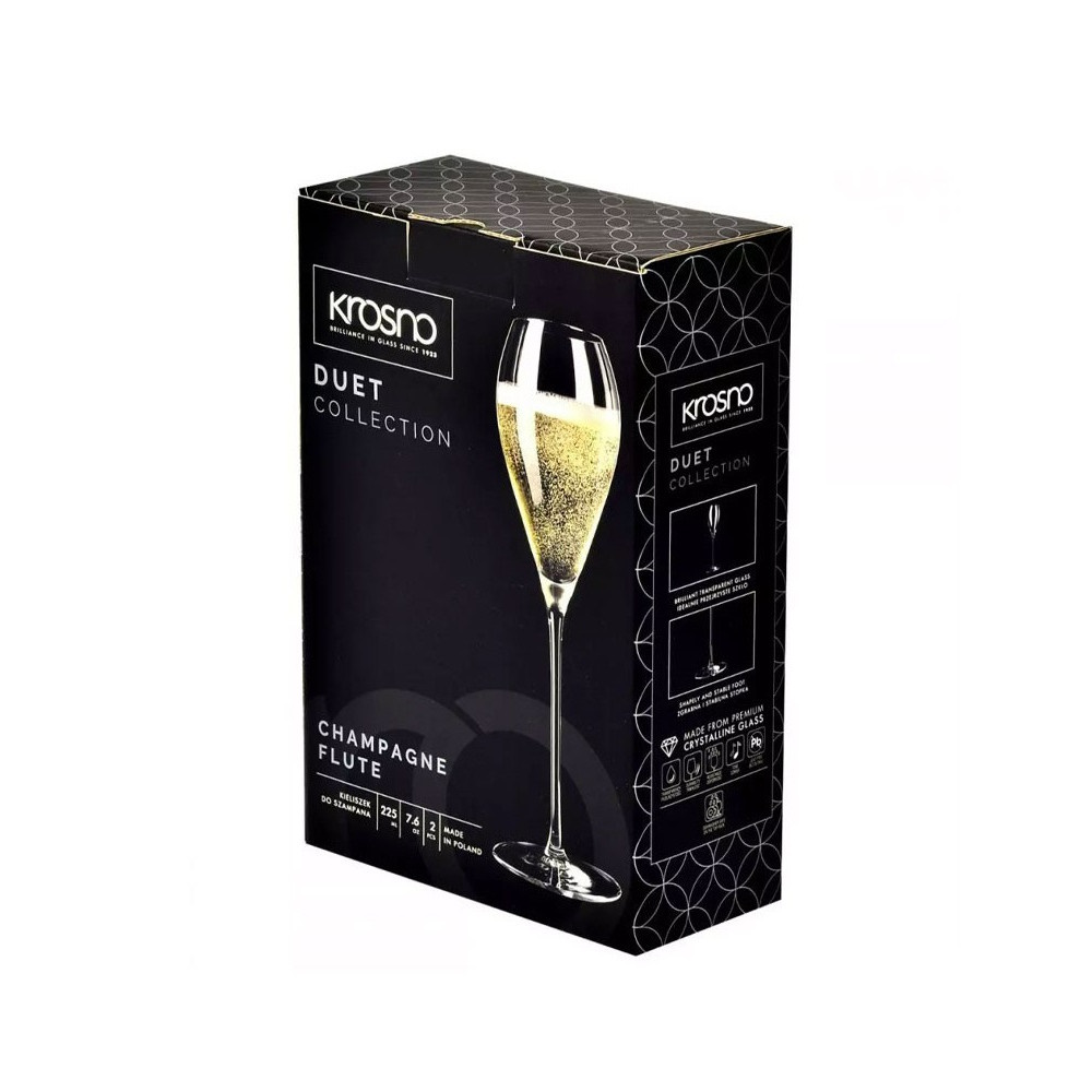 Krosno Duet Flute 225ML Set of 2 Gift Boxed-4