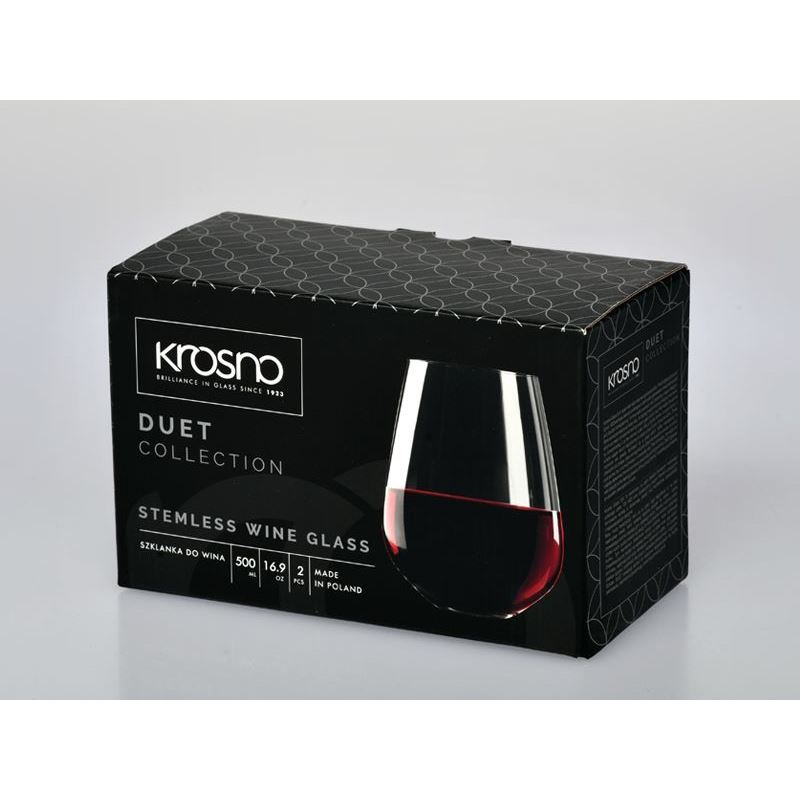 Krosno Duet Stemless Wine Glass 500 ML Set of 2 Gift Boxed-4