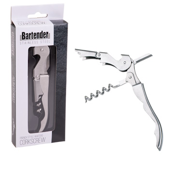 Bartender French Style Stainless Steel Waiters Corkscrew