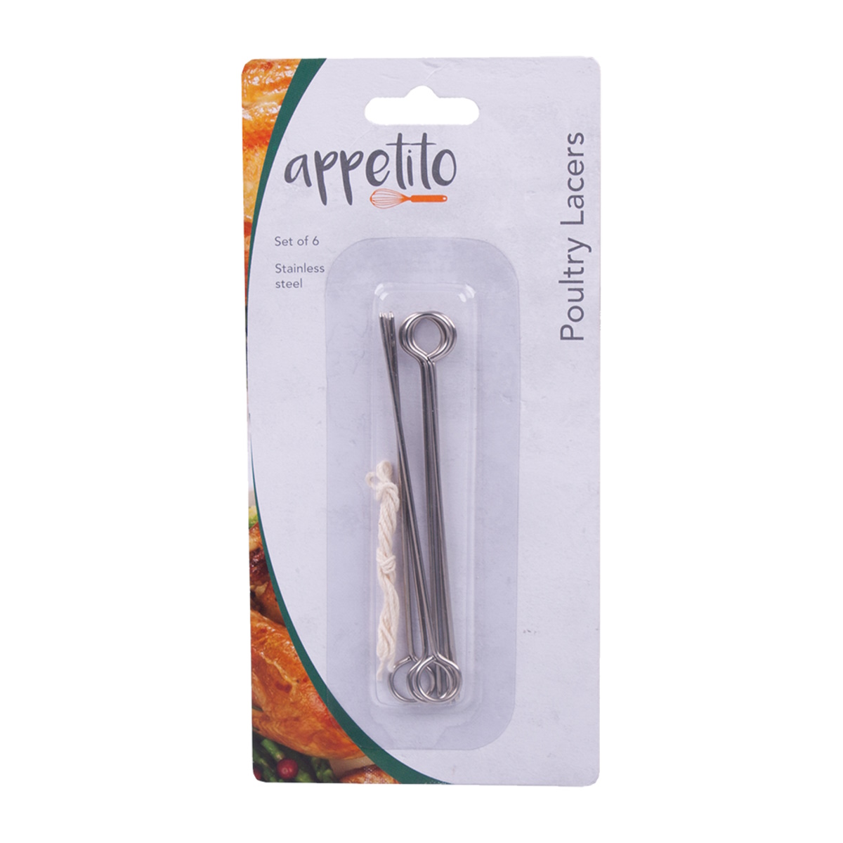 Appetito Stainless Steel Poultry Lacers Set 6-3