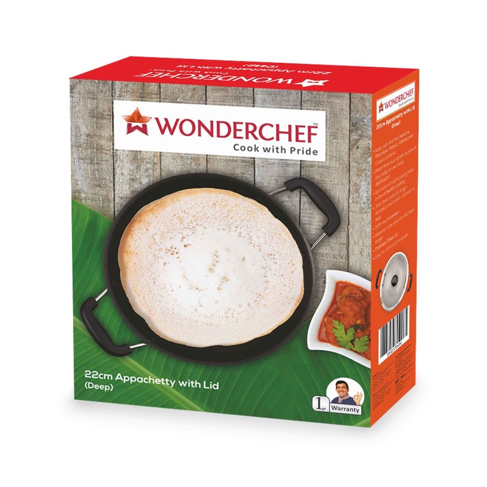 Wonderchef 22cm Appachetty With Lid (Deep)-2