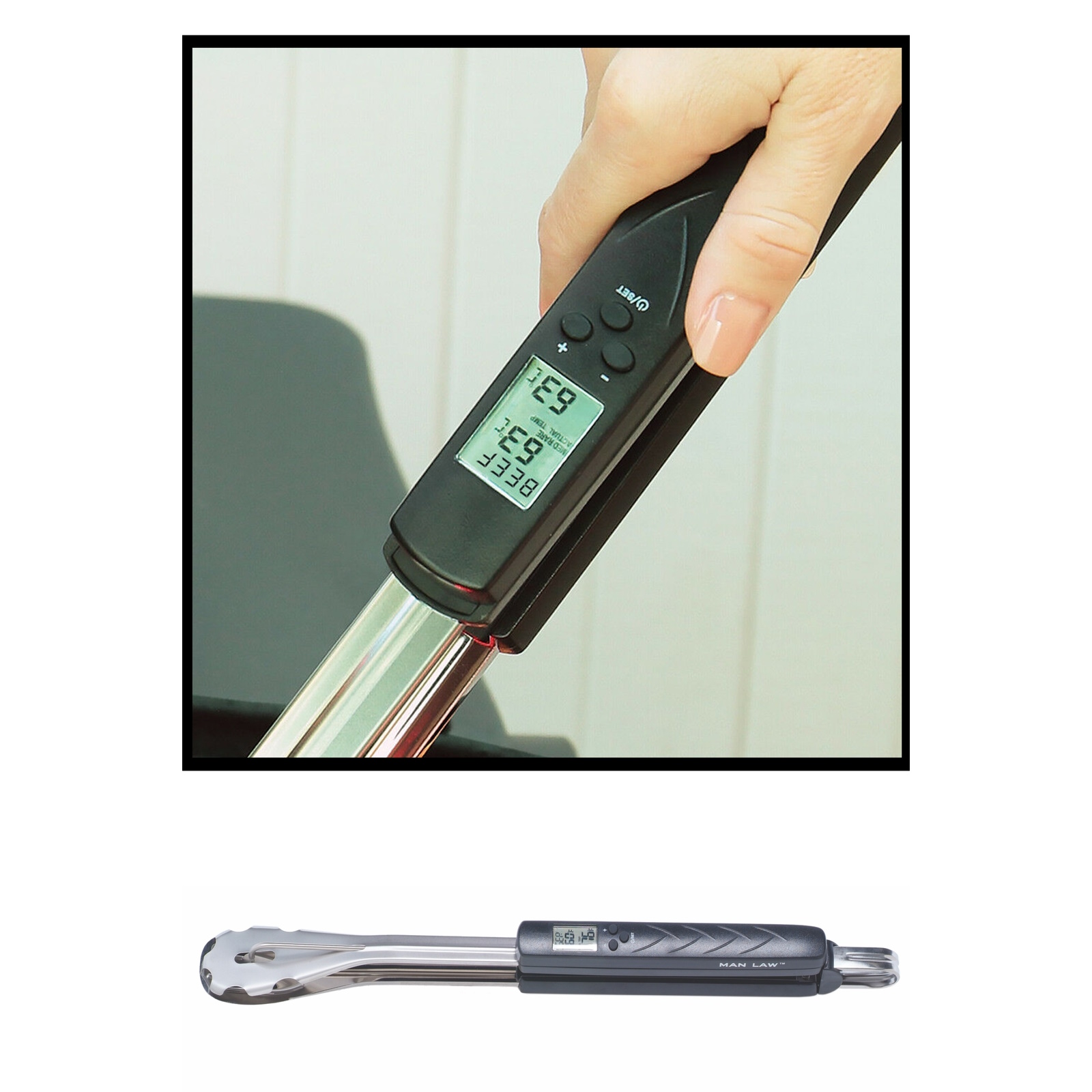 Man Law Digital Thermometer BBQ Tongs-3