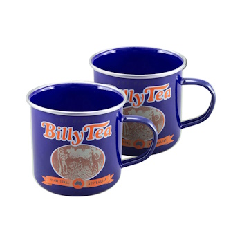 Rojo Australian Heritage Icons Billy Tea Enamel Mug 425ml Set of 2 Royal Blue