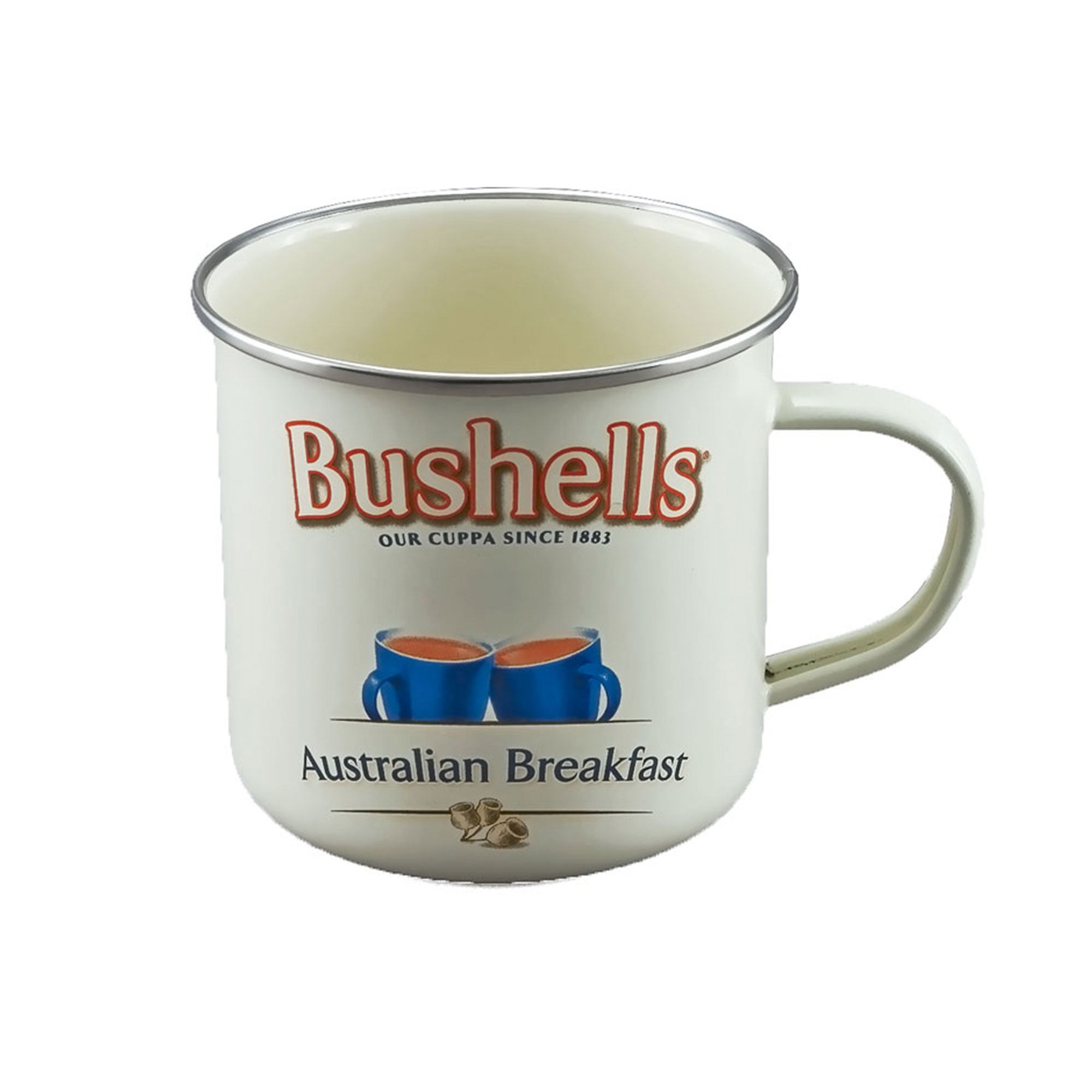 Rojo Australian Heritage Icons Bushells Enamel Mug 425ml Set of 2 White