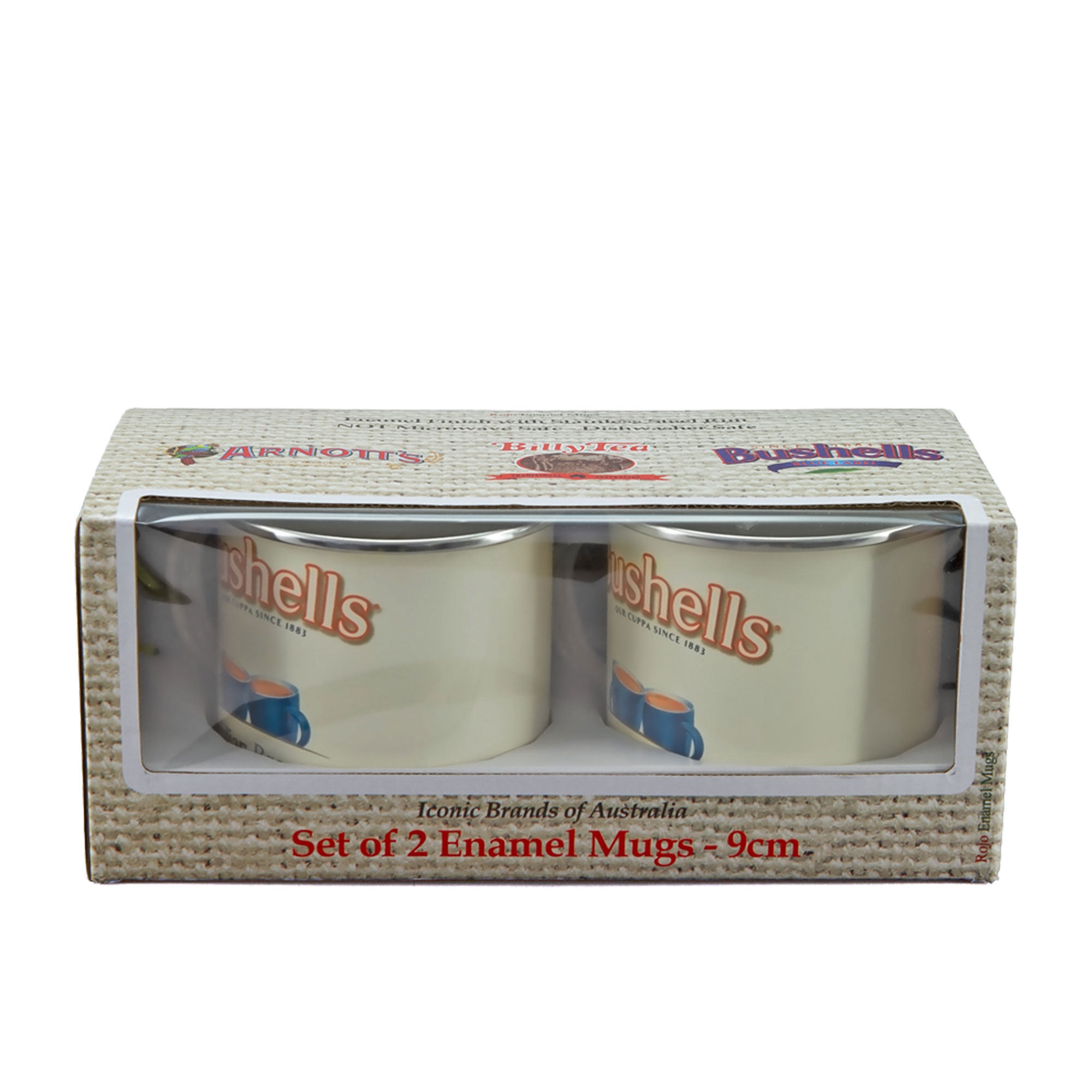 Rojo Australian Heritage Icons Bushells Enamel Mug 425ml Set of 2 White-4
