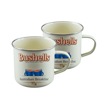 Rojo Australian Heritage Icons Bushells Enamel Mug 425ml Set of 2 White