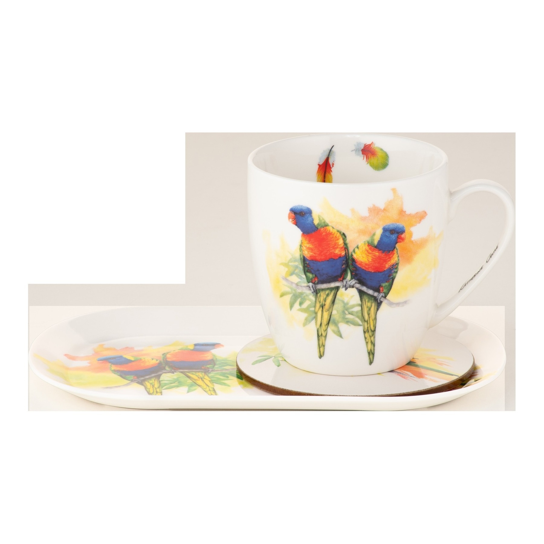 Maxwell & Williams Katherine Castle Bird Life Gift Set Lorikeet Gift Boxed-3