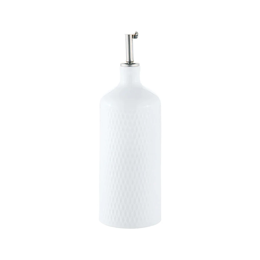 White Basics Diamonds Oil Bottle With Stainless Steel Pourer 500ML Gift Boxed-4