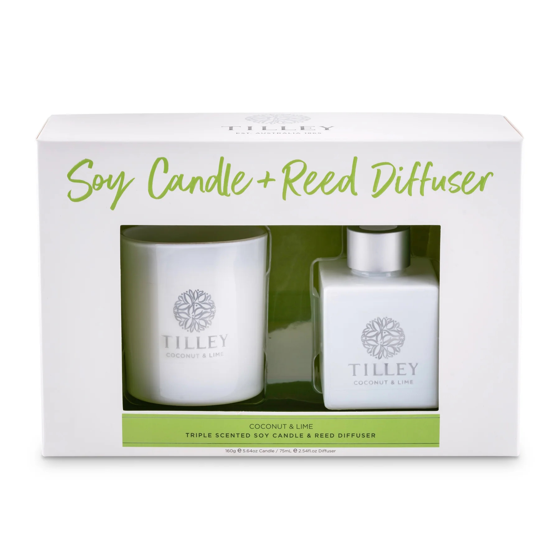 Tilley Coconut Lime 160g Candle & 75ml Reed Diffuser Gift Pack