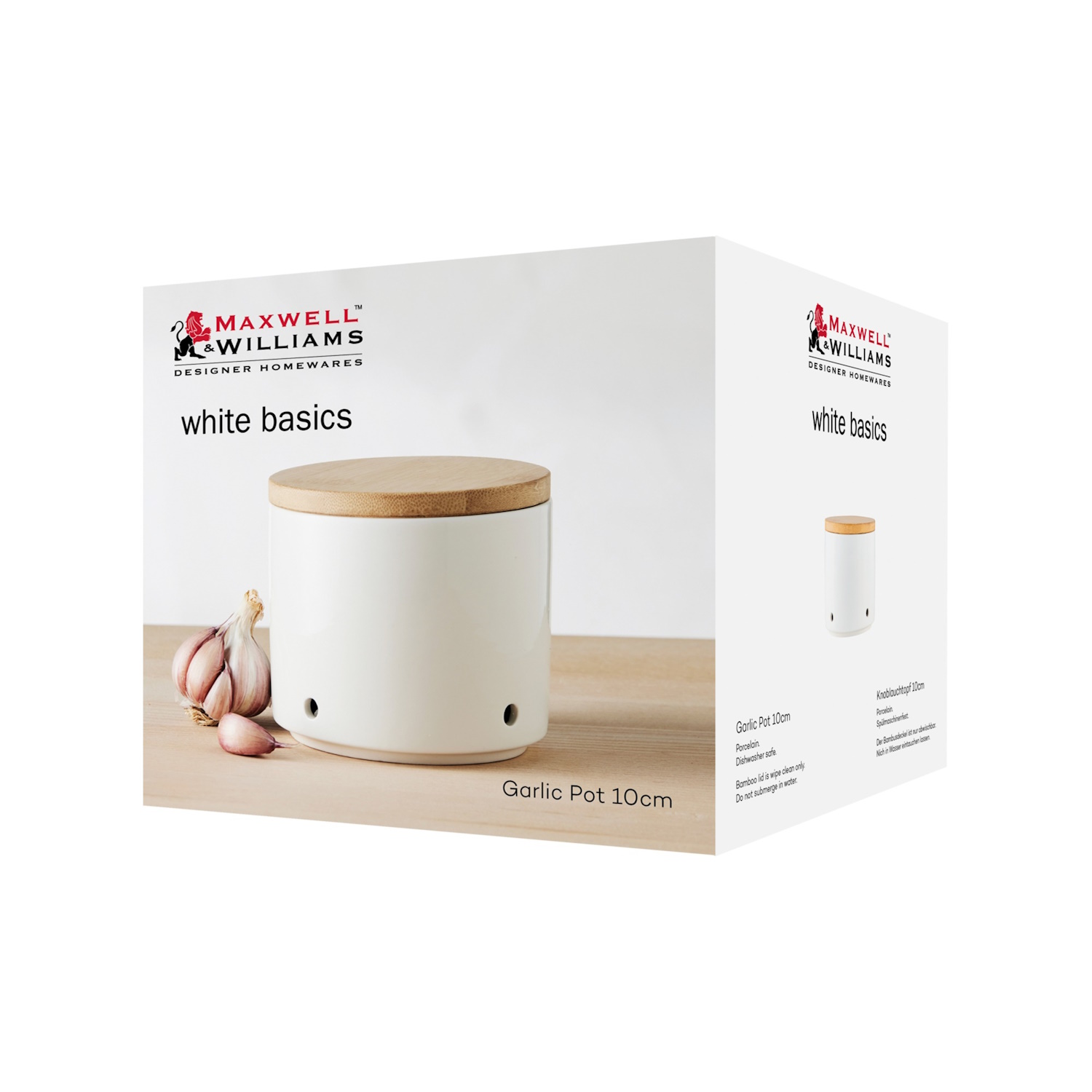 Maxwell & Williams White Basics Garlic Pot 10cm Gift Boxed-2