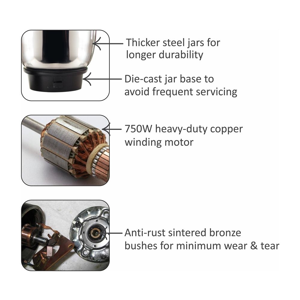 Wonderchef Premium Mixer Grinder Velvet 750W-4
