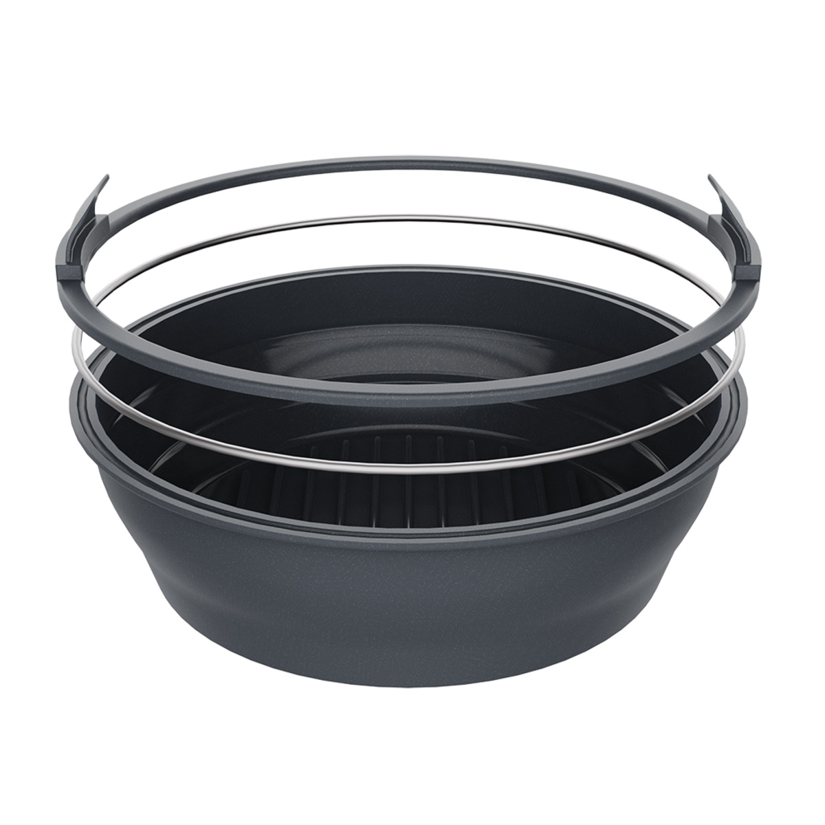 Silicone round collapsible air fryer basket 22cm Dia. (charcoal)-4