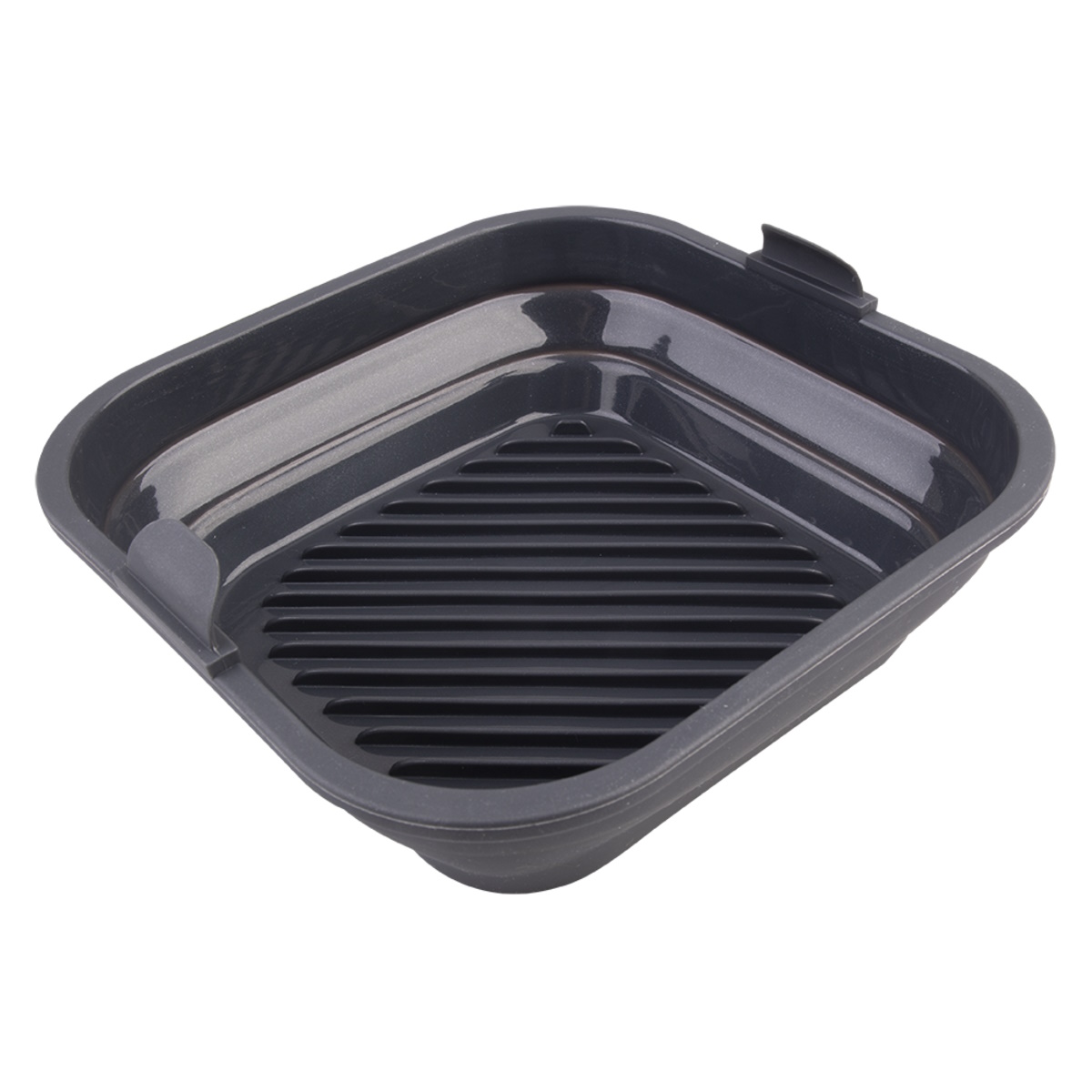 Silicone Square Collapsible Air Fryer Basket 22cm Dia. (charcoal)