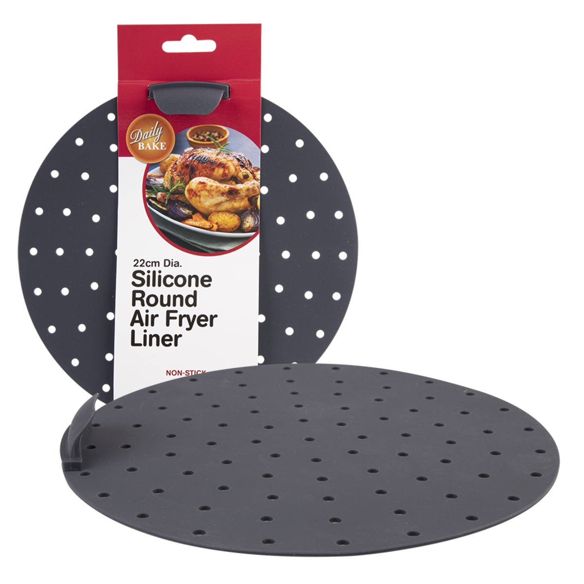 Silicone Round Air Fryer Liner 22cm dia. (Charcoal)-1