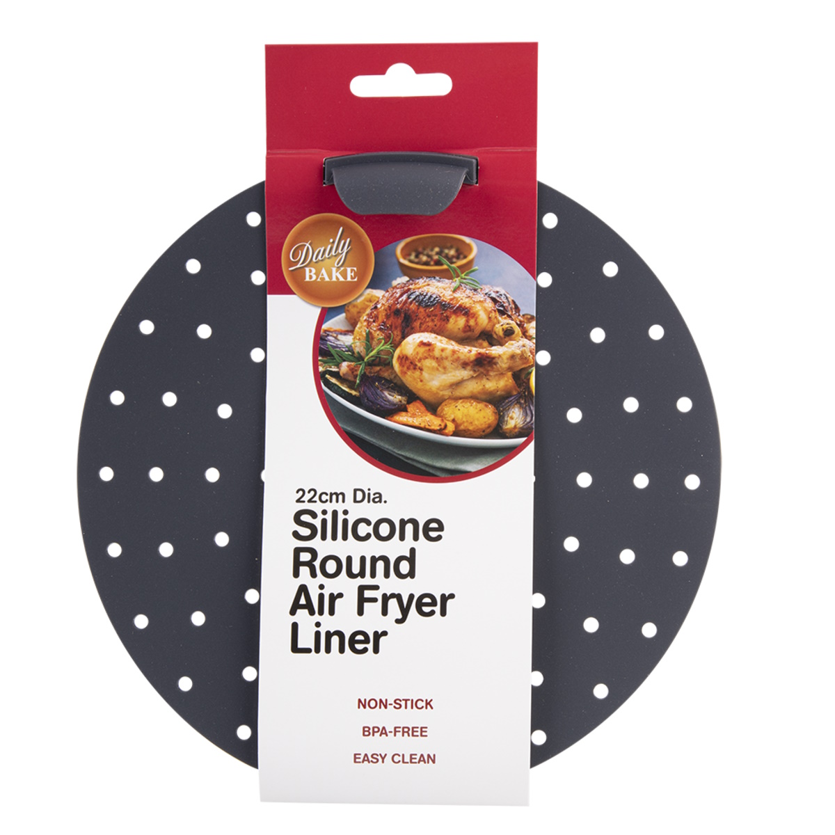 Silicone Round Air Fryer Liner 22cm dia. (Charcoal)-3