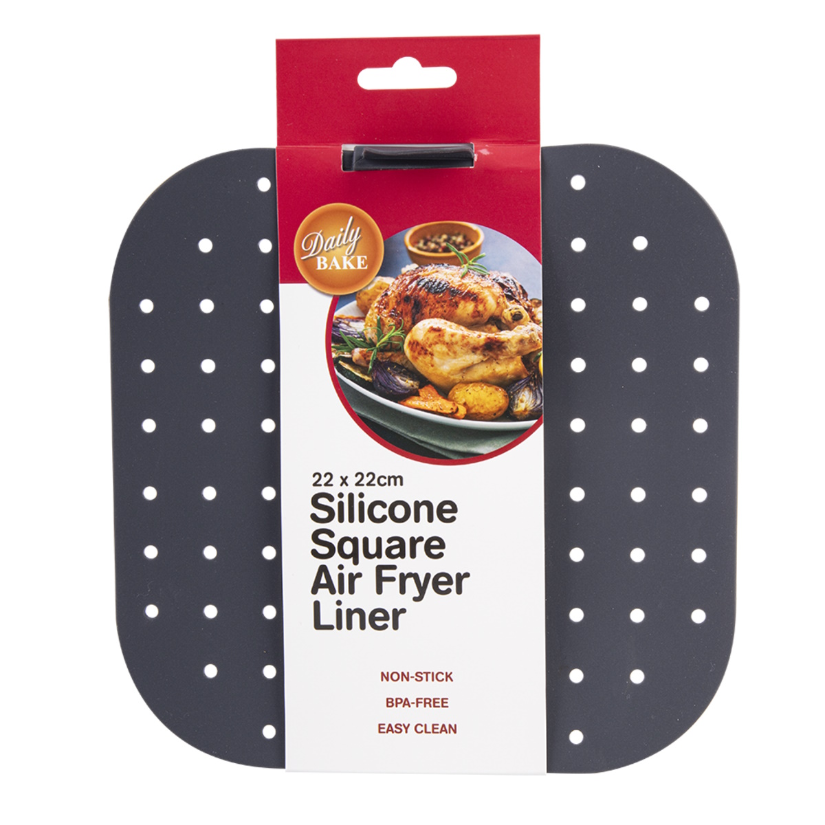 Silicone Square Air Fryer Liner 22cm dia. (Charcoal)-3