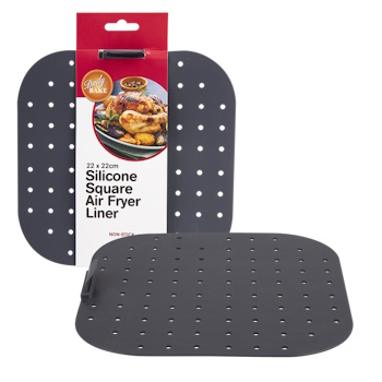 Silicone Square Air Fryer Liner 22cm dia. (Charcoal)