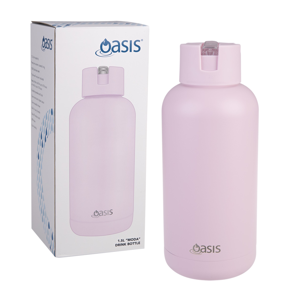 Oasis "Moda" Ceramic Lined S/S Triple Wall Ins. Drink bottle 1.5l (Pink Lemonade)-1