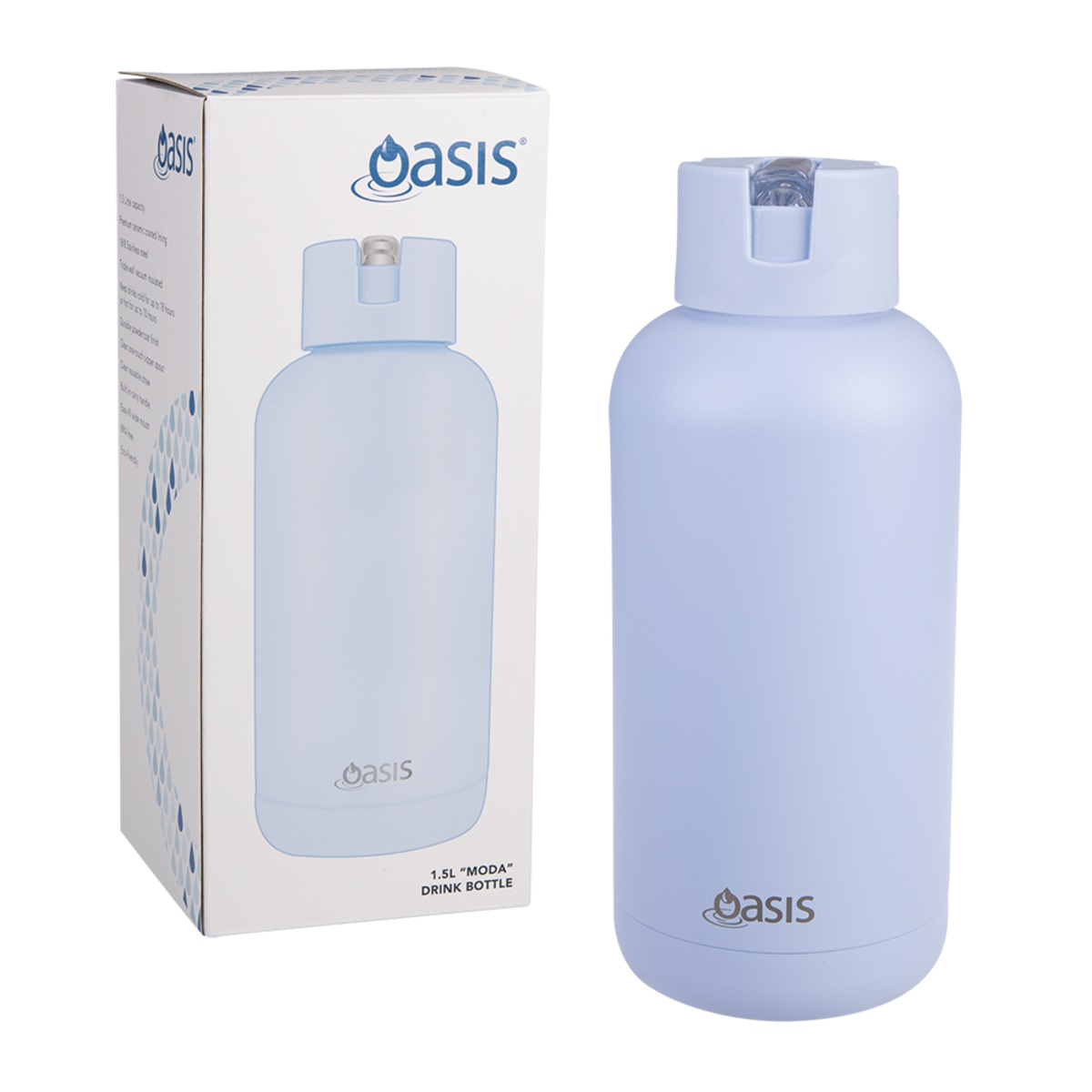 Oasis "Moda" Ceramic Lined S/S Triple Wall Ins. Drink bottle 1.5l (Peri Winkle)-1