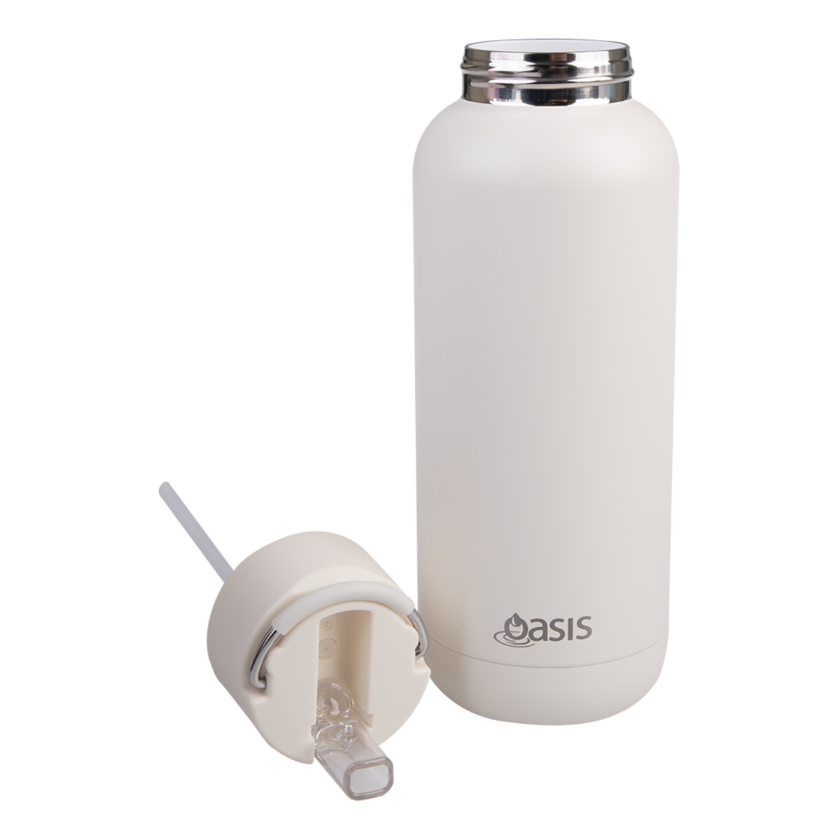 Oasis Moda Ceramic Lined Stainless Steel Triple Wall Insulated Drink Bottle 1l - Alabaster-3