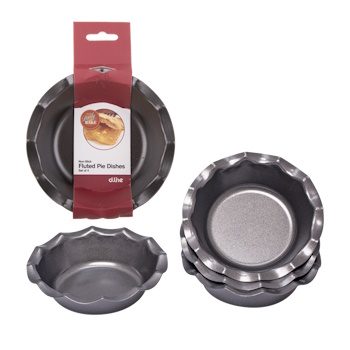 Daily Bake Non-stick Fluted Pie Dish 12.5cm Dia. Set 4