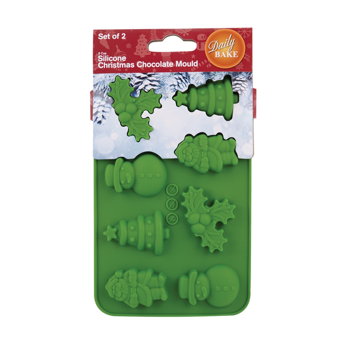 Daily Bake Silicone Xmas Assortment 8 Cup Chocolate Mould Set 2 - Green-3