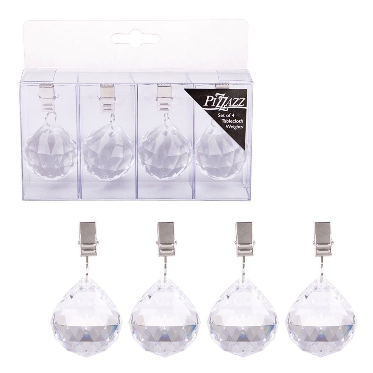 Pizzazz Acrylic Crystal Tablecloth Weights Set 4-1
