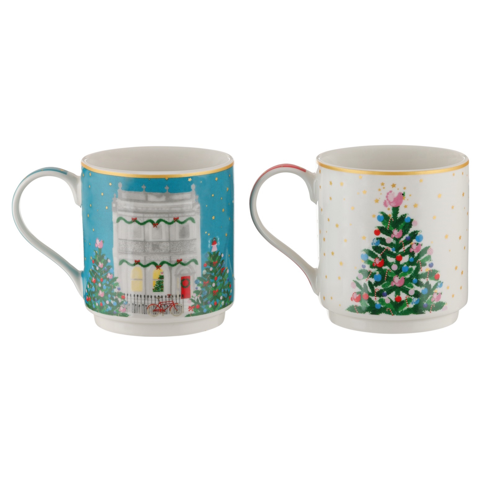 Maxwell & Williams Christmasville Mug Set of 2 350ML Terrace Front / Tree Gift Boxed-3