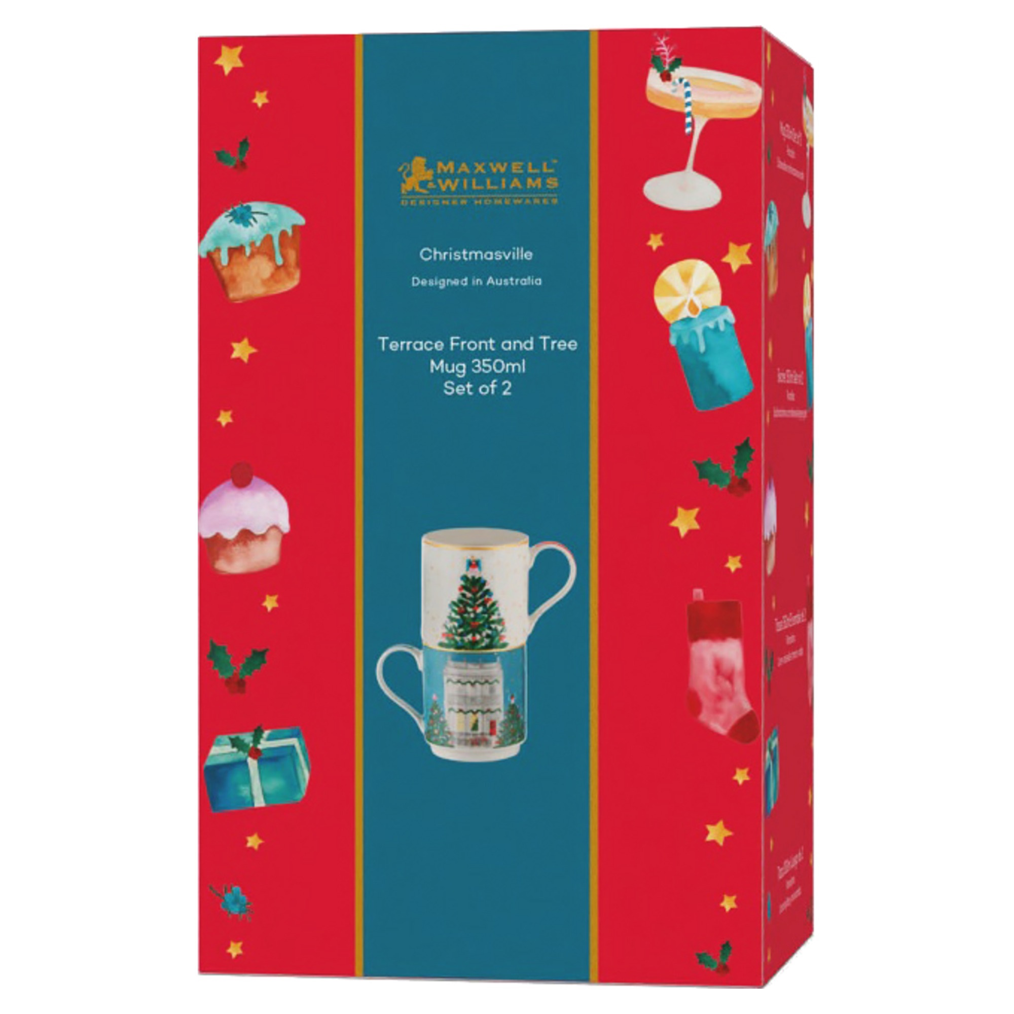 Maxwell & Williams Christmasville Mug Set of 2 350ML Terrace Front / Tree Gift Boxed-4